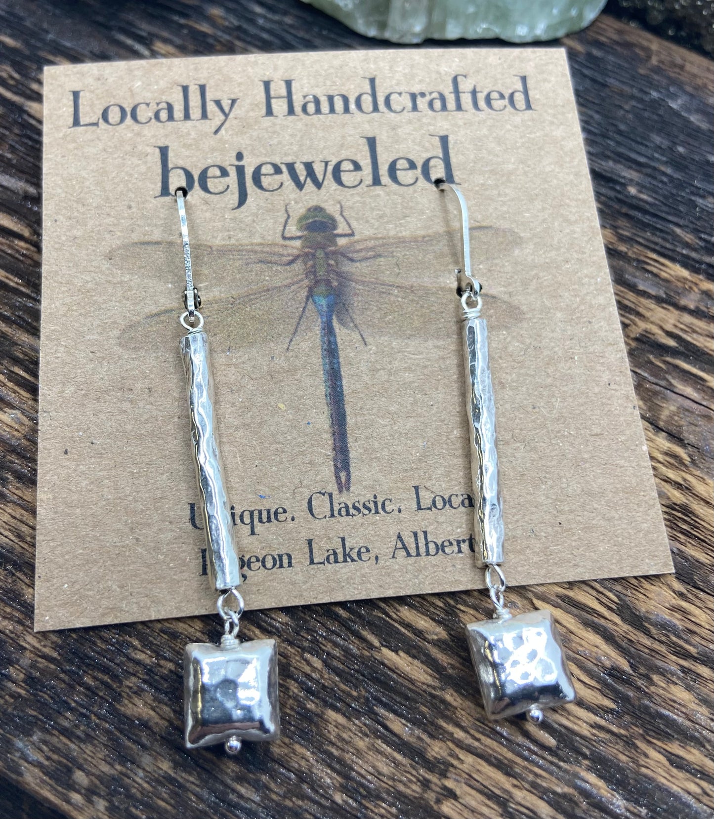 Hammered Sterling Drop Earrings
