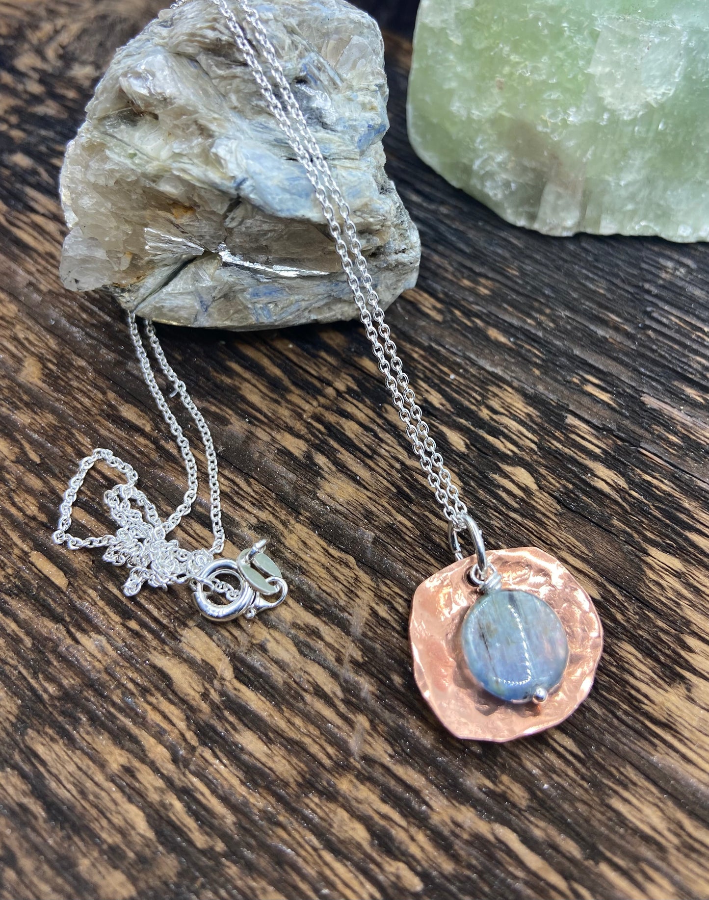 Hammered Copper & Kyanite Necklace