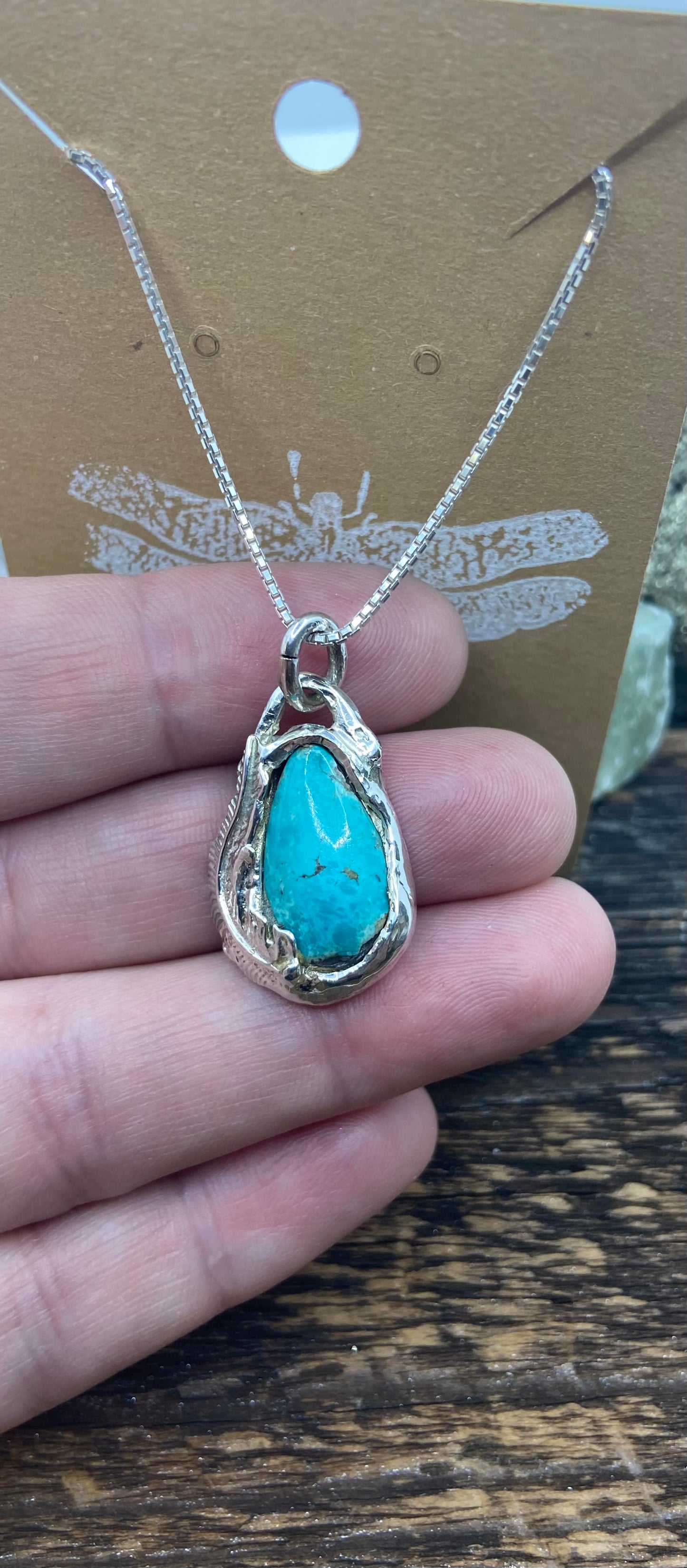 Turquoise Sterling Silver Feather Pendant
