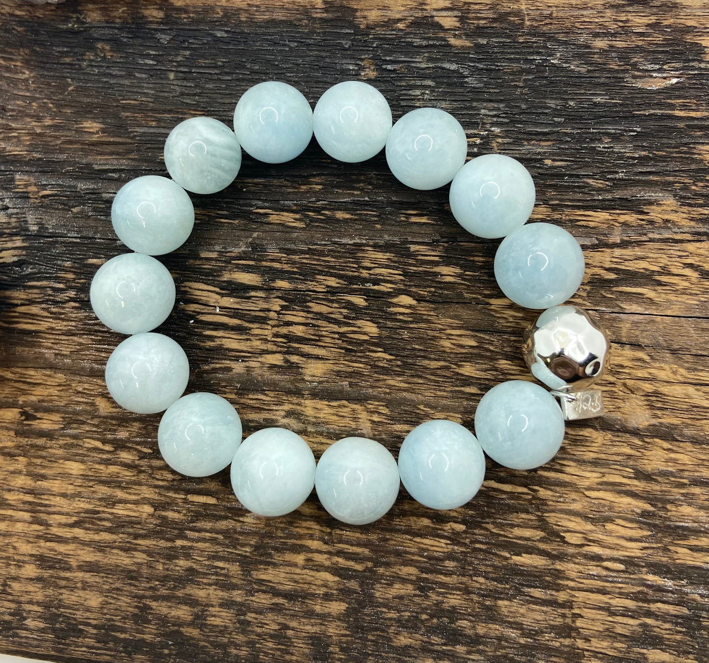 Aquamarine & Silver Stretch Bracelet