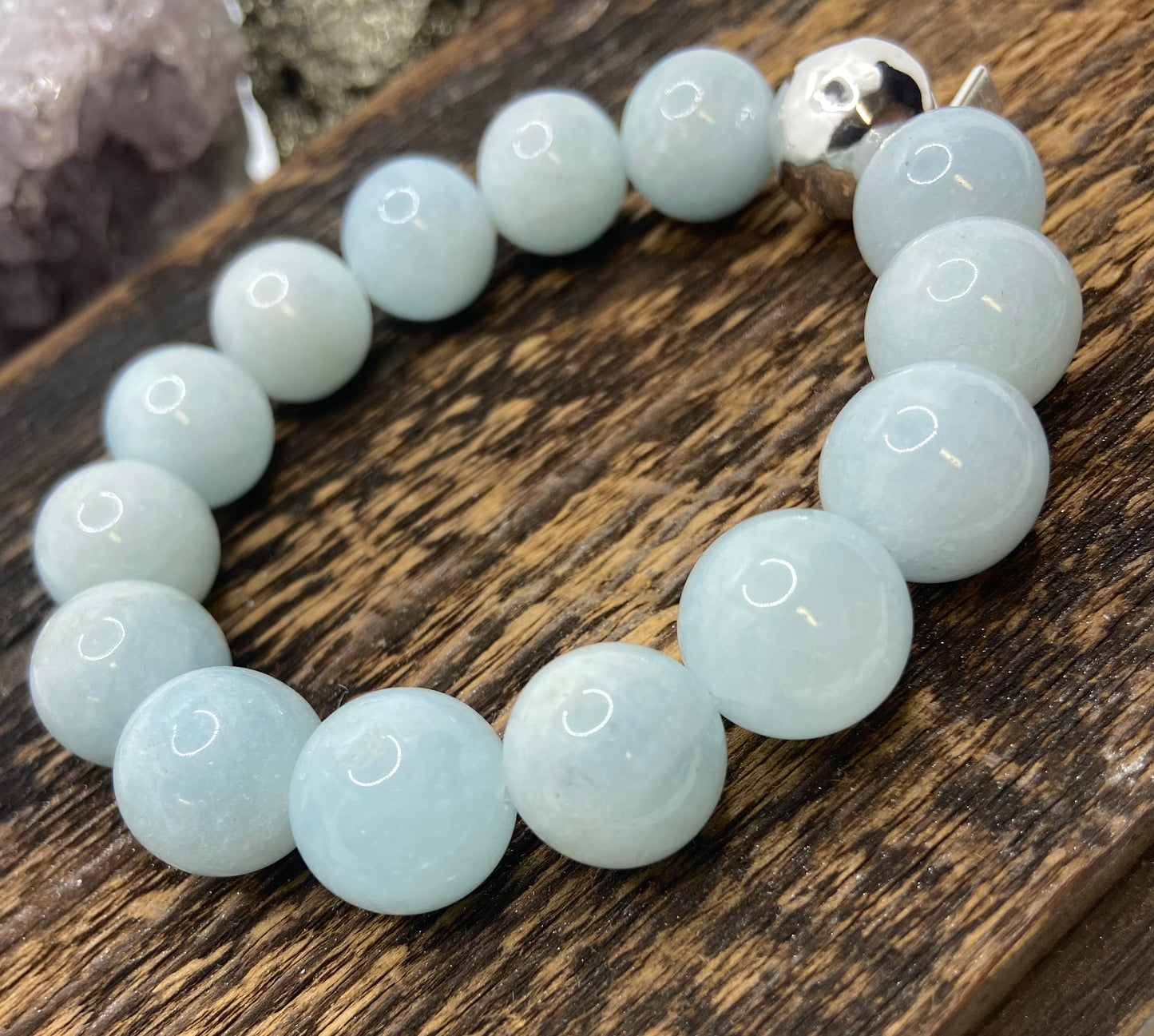 Aquamarine & Silver Stretch Bracelet