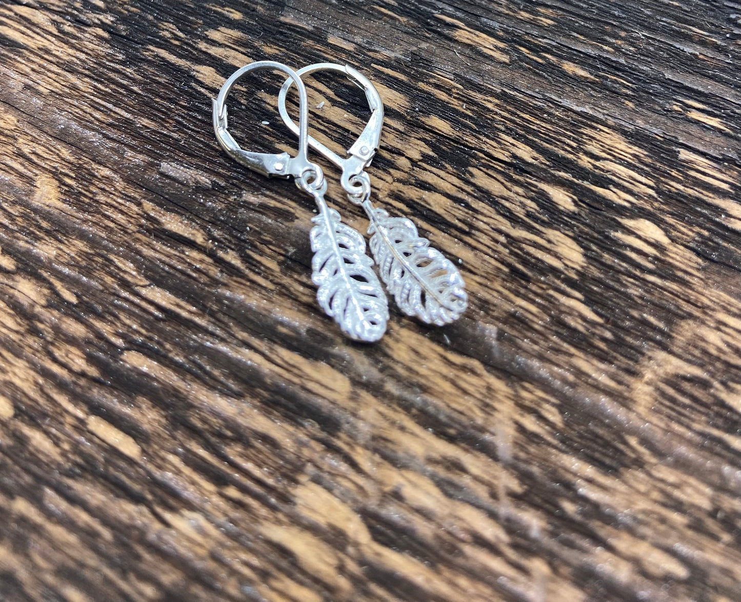 Delicate Feather Silver Earrings