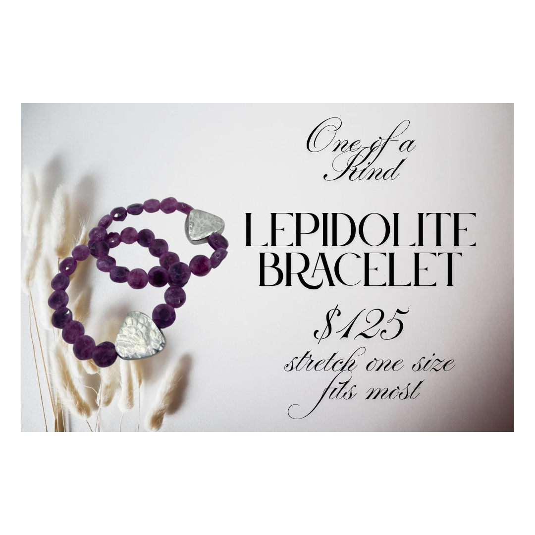 Lepidolite & Silver Stretch Bracelet