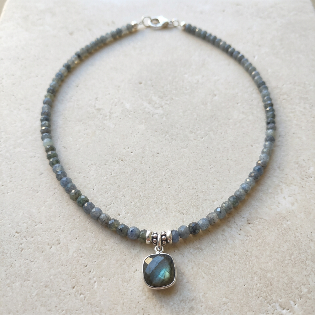 Grey Sapphire & Labradorite Pendant Necklace
