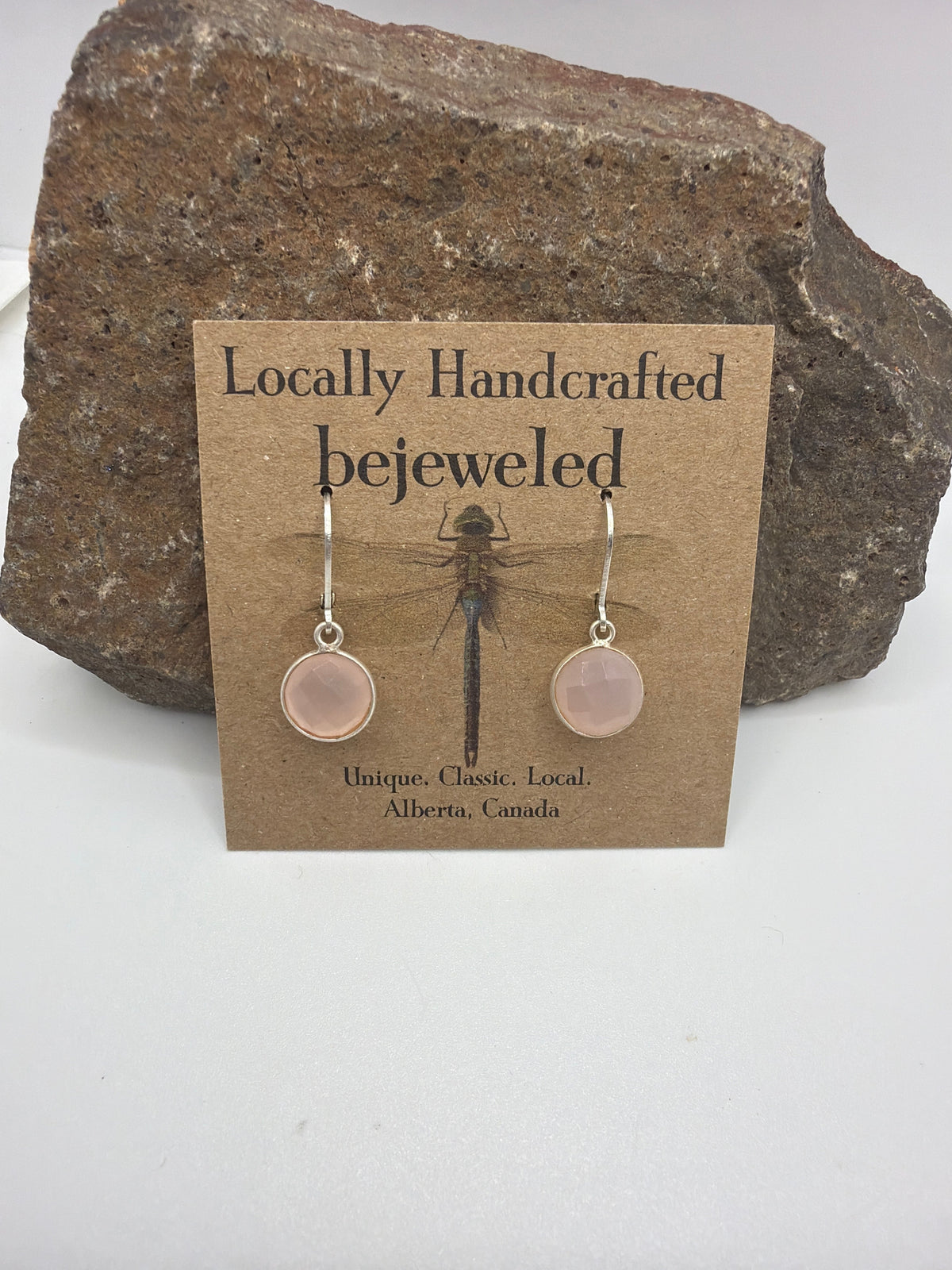 Rose Quartz Round Drop Earrings