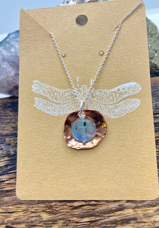 Hammered Copper & Kyanite Necklace