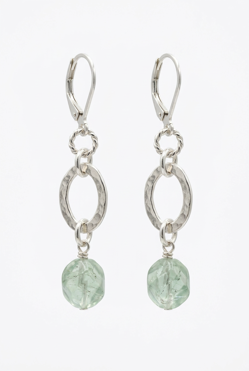 Fluorite earrings on a clean white background