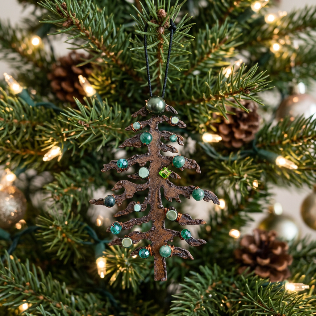 Green & Teal Gemstone Christmas Tree Ornament