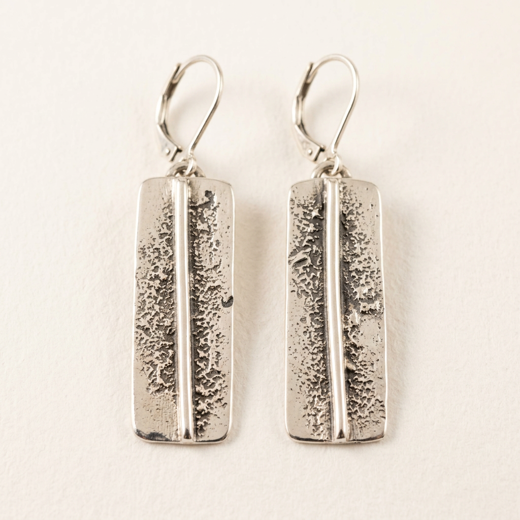 Silver Dust Textured Sterling Silver Earrings
