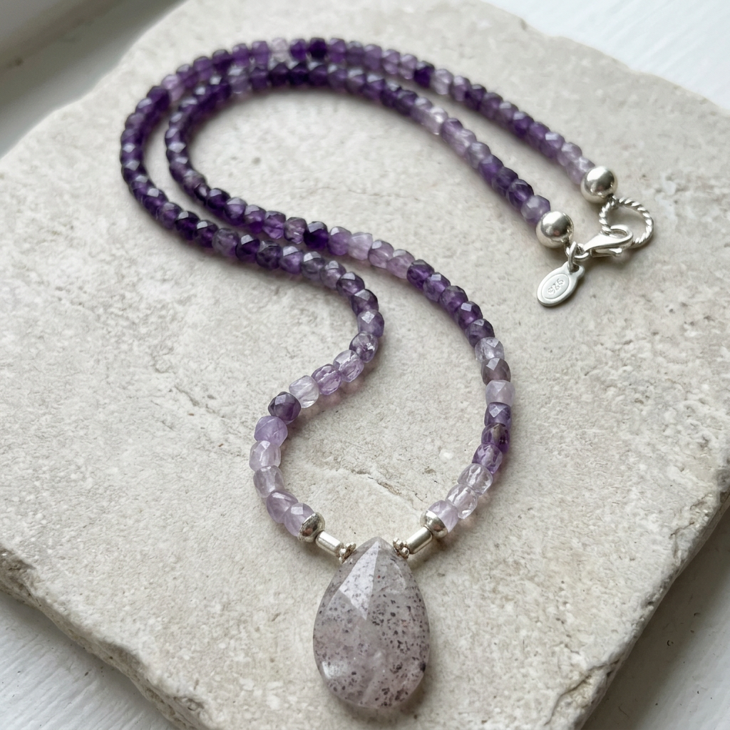 Brazilian Grape Amethyst & Quartz Pendant Necklace