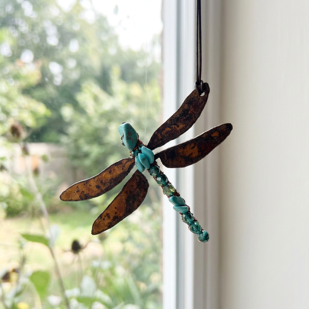 Turquoise & Crystal Gemstone Dragonfly