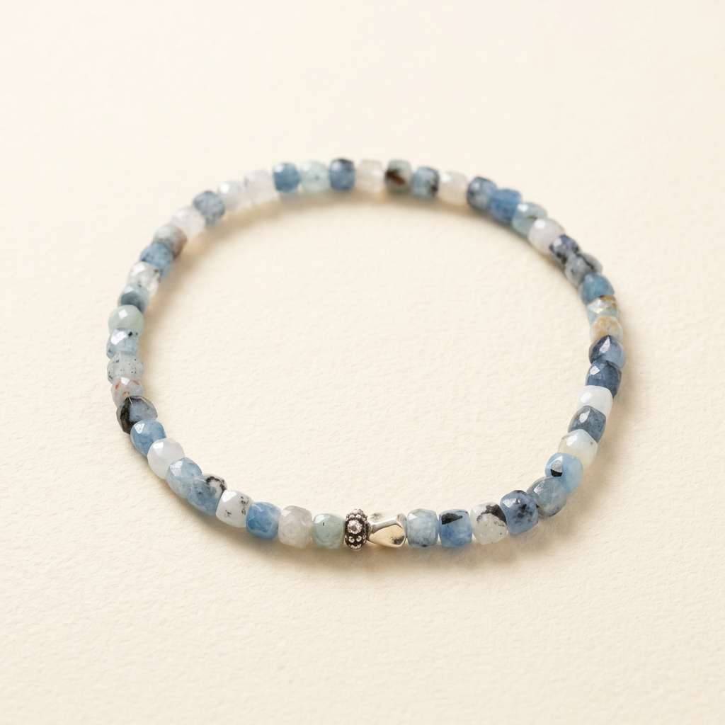 Sparkling Aquamarine Stretch Bracelet – Blue & Cloud