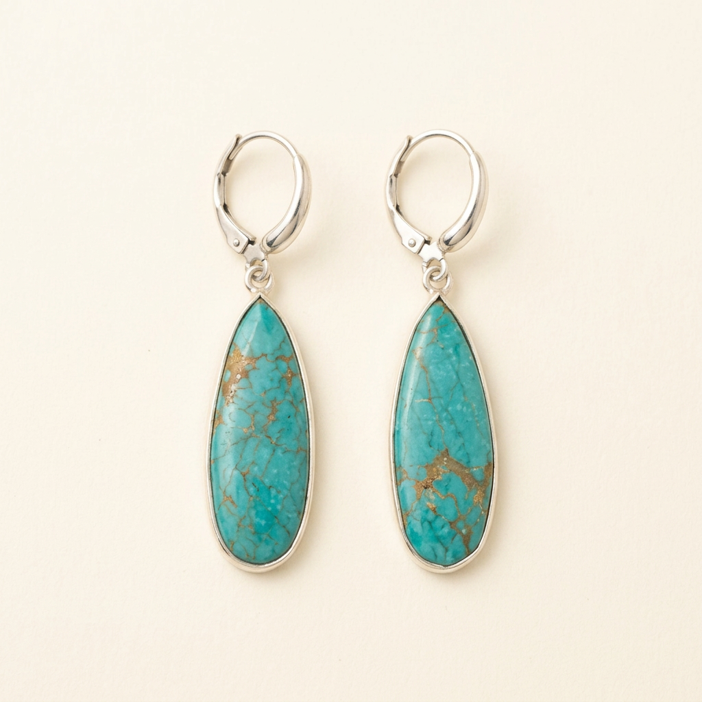 Blue-Green turquoise Teardrop Earrings