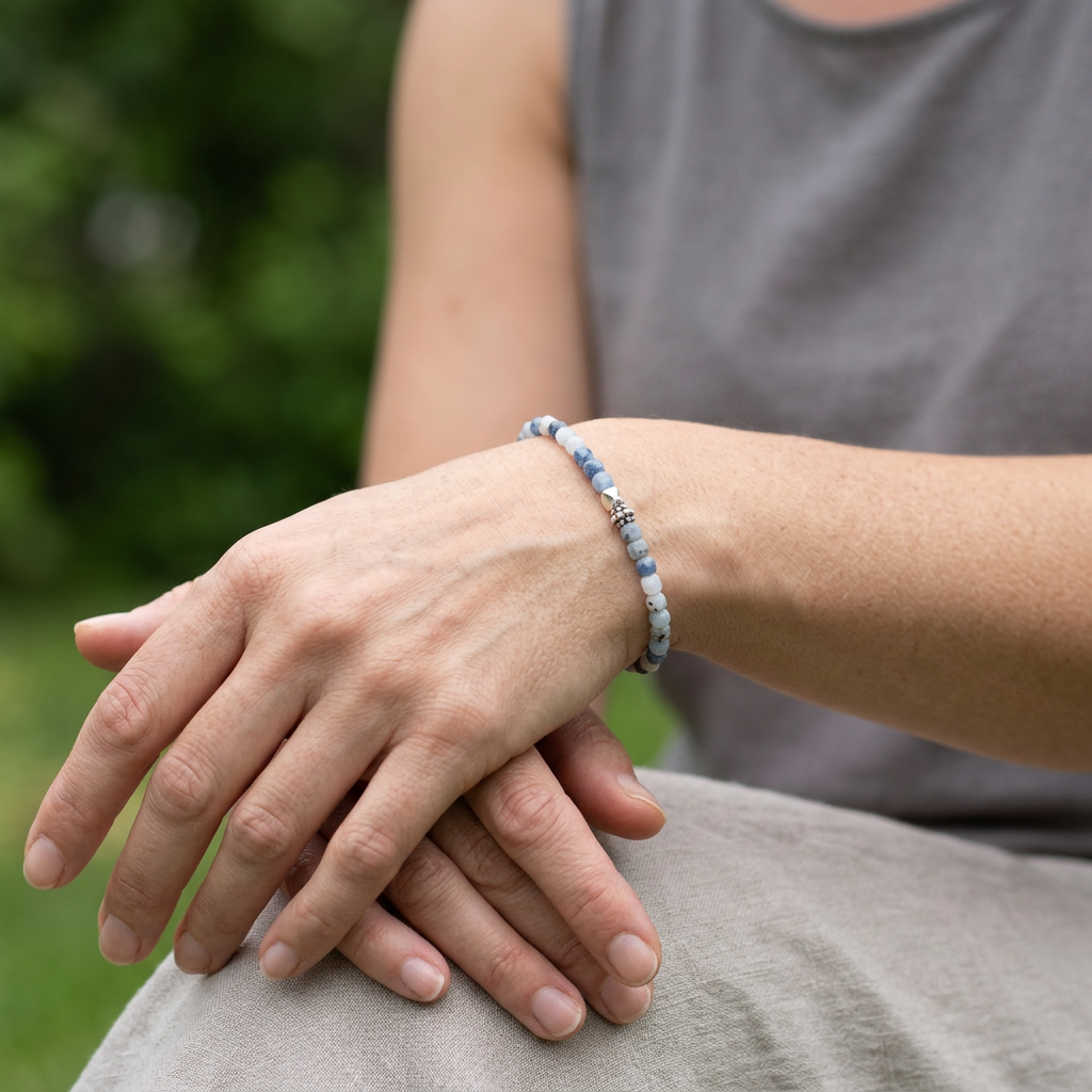 Sparkling Aquamarine Stretch Bracelet – Silver Accent