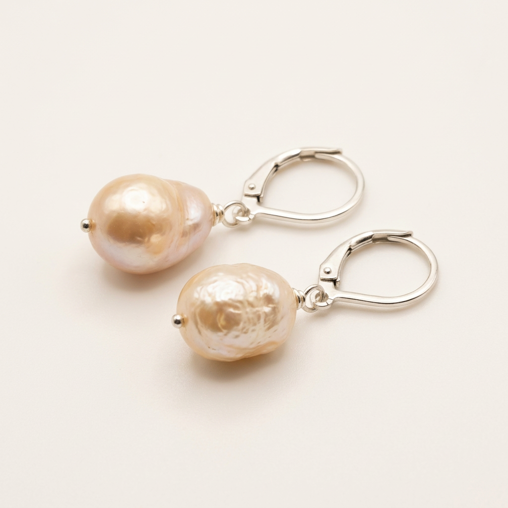 Peachy Freshwater Baroque Pearl Earrings