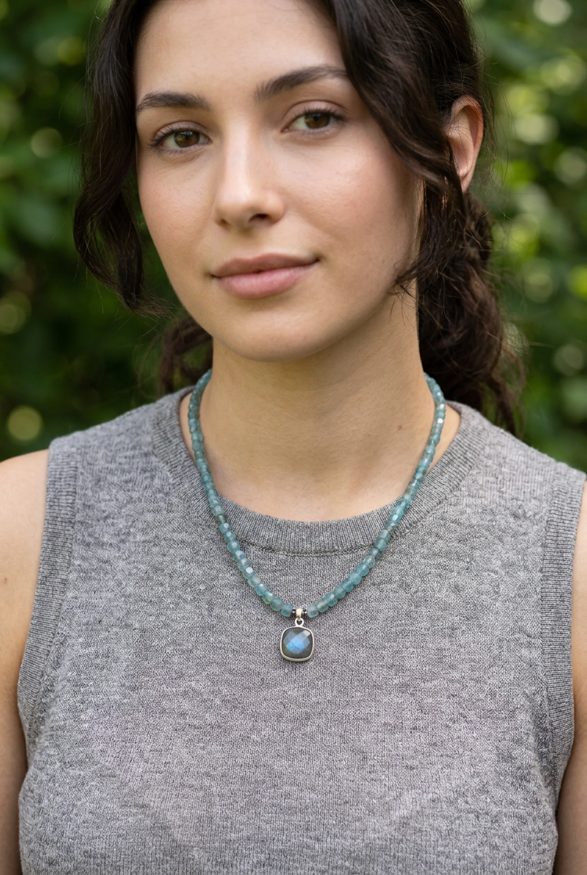 Faceted Apatite & Labradorite Pendant Necklace