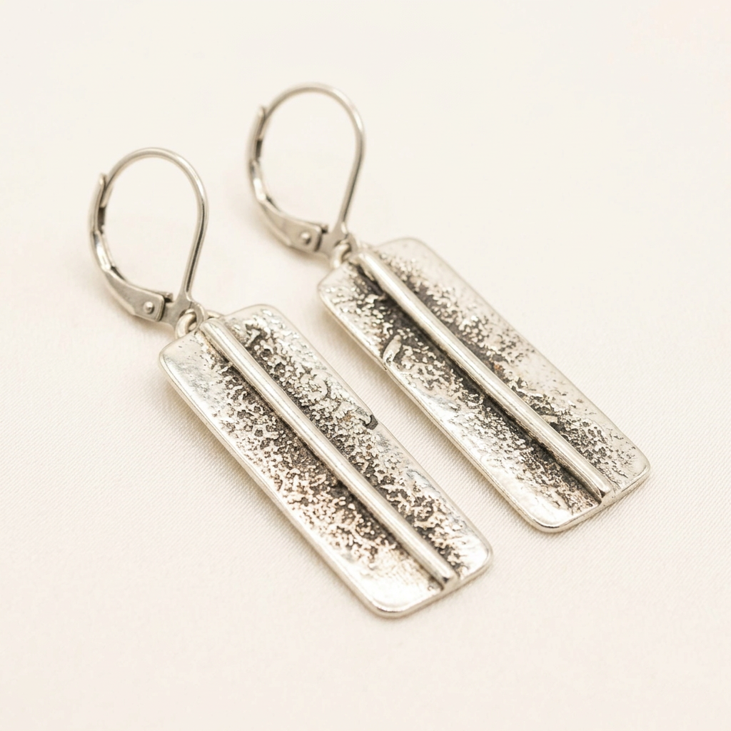 Silver Dust Textured Sterling Silver Earrings