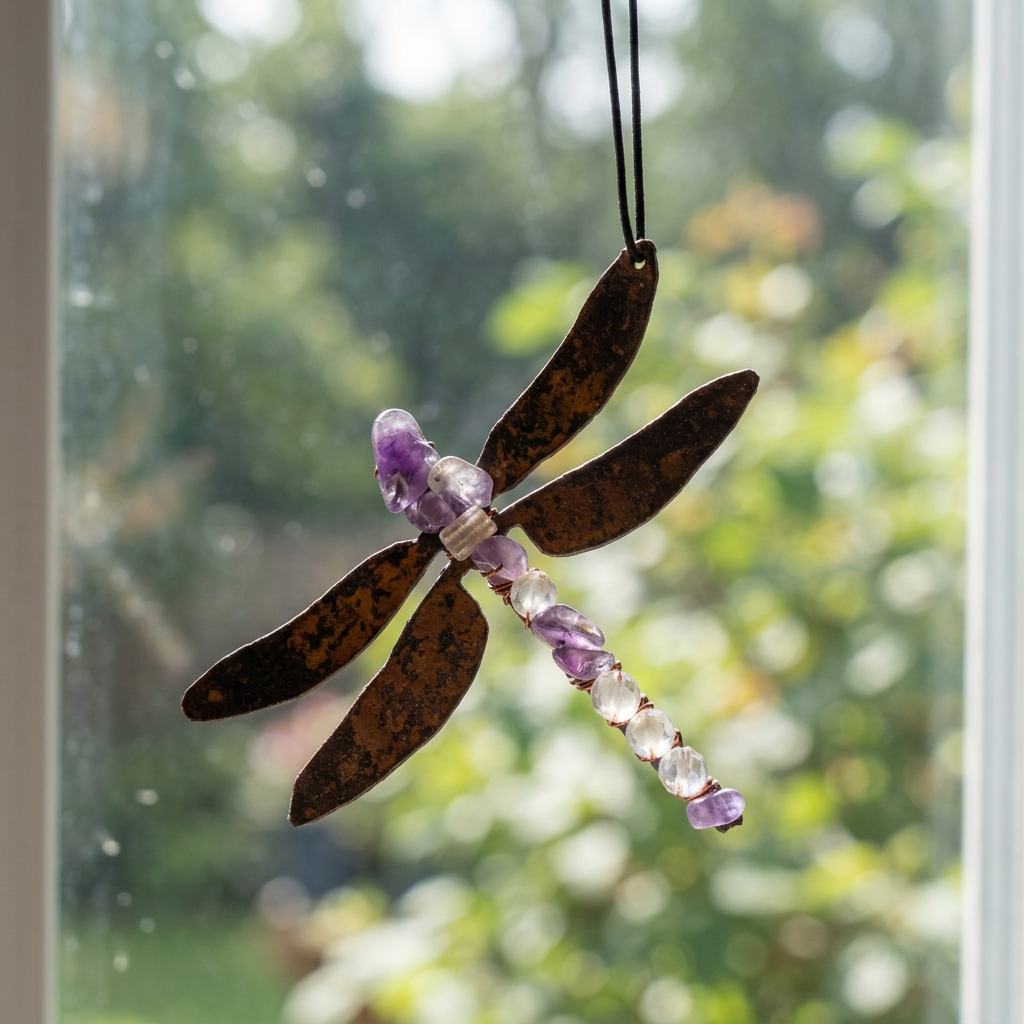 Amethyst & Crystal Gemstone Dragonfly