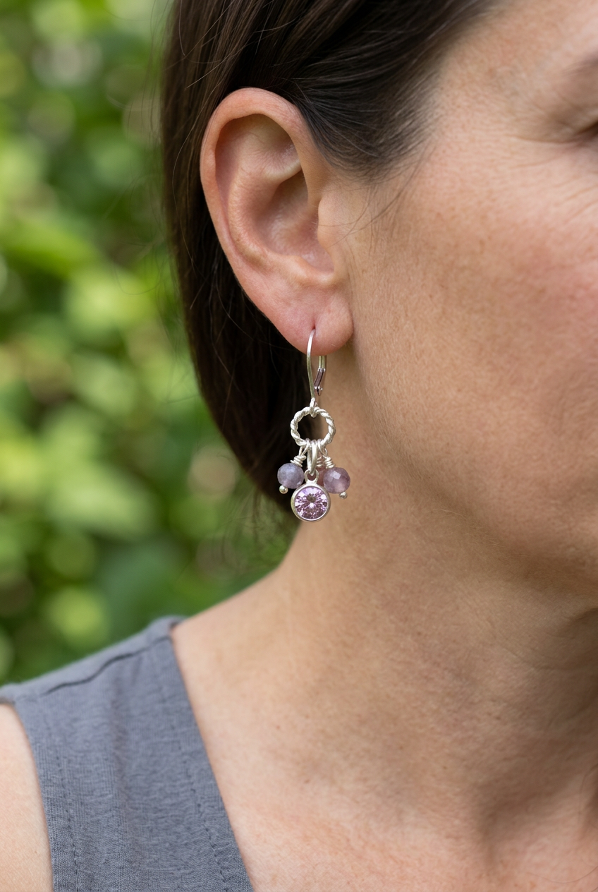 Tourmaline & Cubic Zirconia Drop Earrings