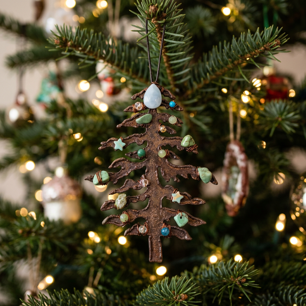 Blue & Green Gemstone Christmas Tree Ornament