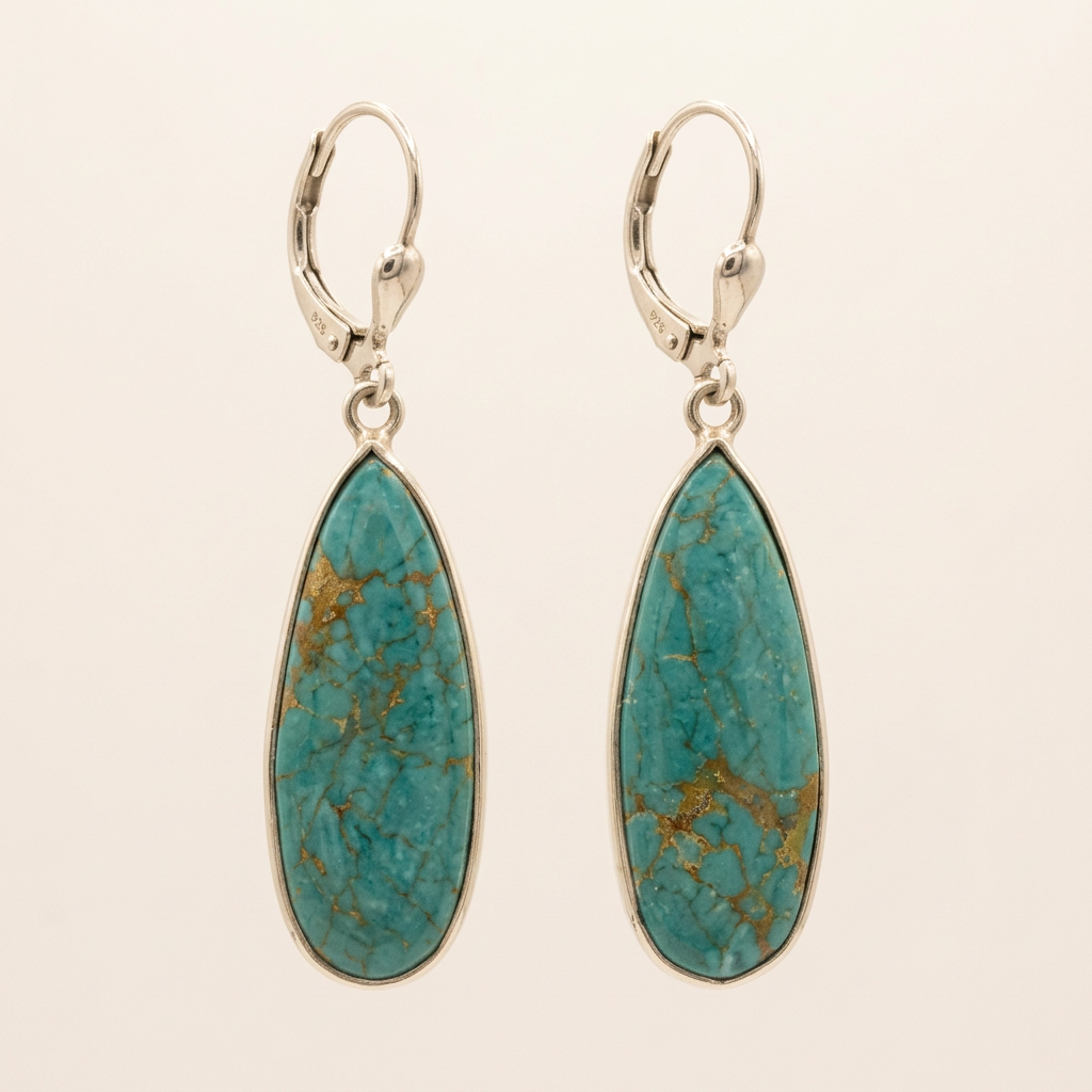 Blue-Green turquoise Teardrop Earrings