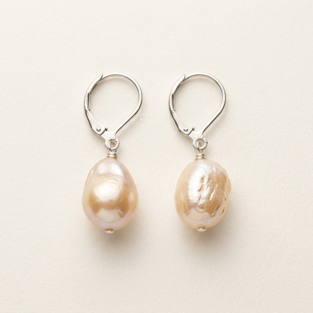 Peachy Freshwater Baroque Pearl Earrings