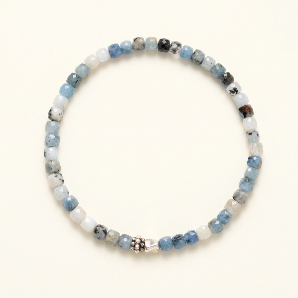 Sparkling Aquamarine Stretch Bracelet – Silver Accent