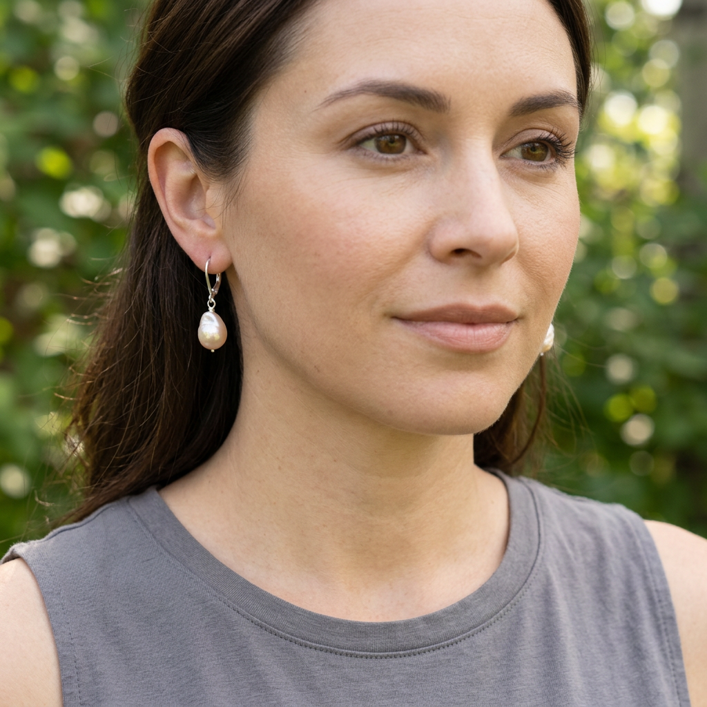 Peachy Freshwater Baroque Pearl Earrings