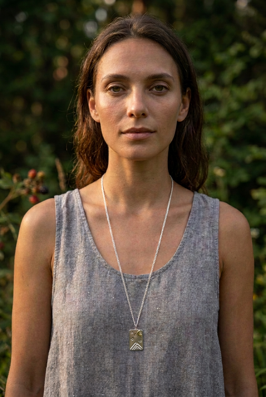 Long necklace with a smaller pendant